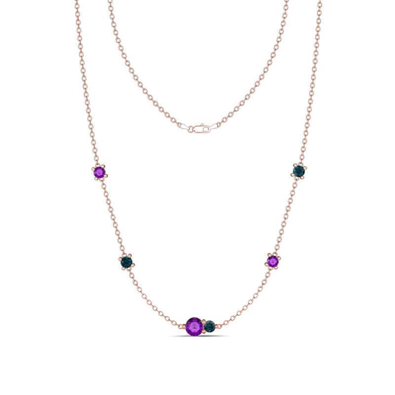 Linea 0.46 ctw Amethyst (4 mm) and London Blue Topaz Women Station Necklace 