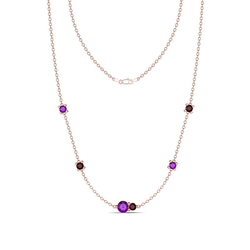 Linea 0.48 ctw Amethyst (4 mm) and Red Garnet Women Station Necklace 