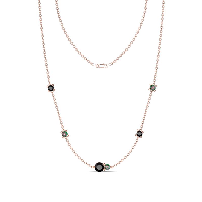 Linea 0.60 ctw Black Diamond (4 mm) and Created Alexandrite Women Station Necklace 