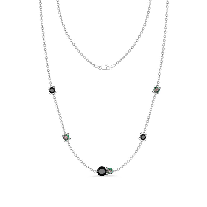 Linea 0.60 ctw Black Diamond (4 mm) and Created Alexandrite Women Station Necklace 