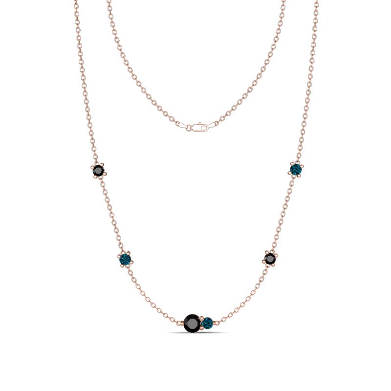 Linea 0.57 ctw Black Diamond (4 mm) and Blue Diamond Women Station Necklace 