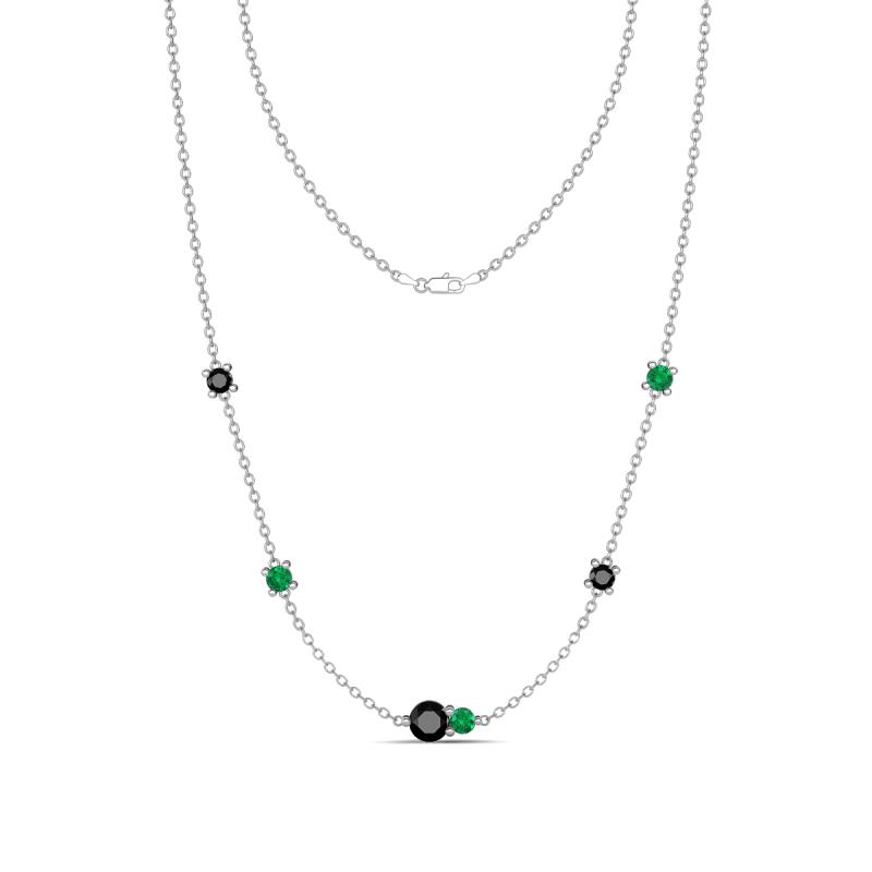 Linea 0.51 ctw Black Diamond (4 mm) and Emerald Women Station Necklace 