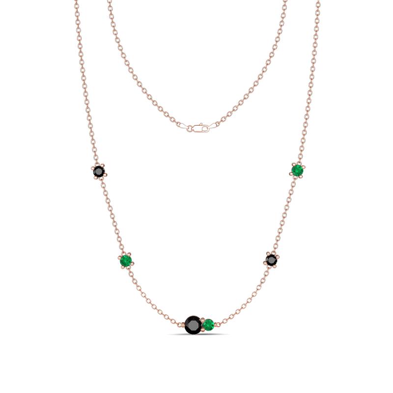 Linea 0.51 ctw Black Diamond (4 mm) and Emerald Women Station Necklace 