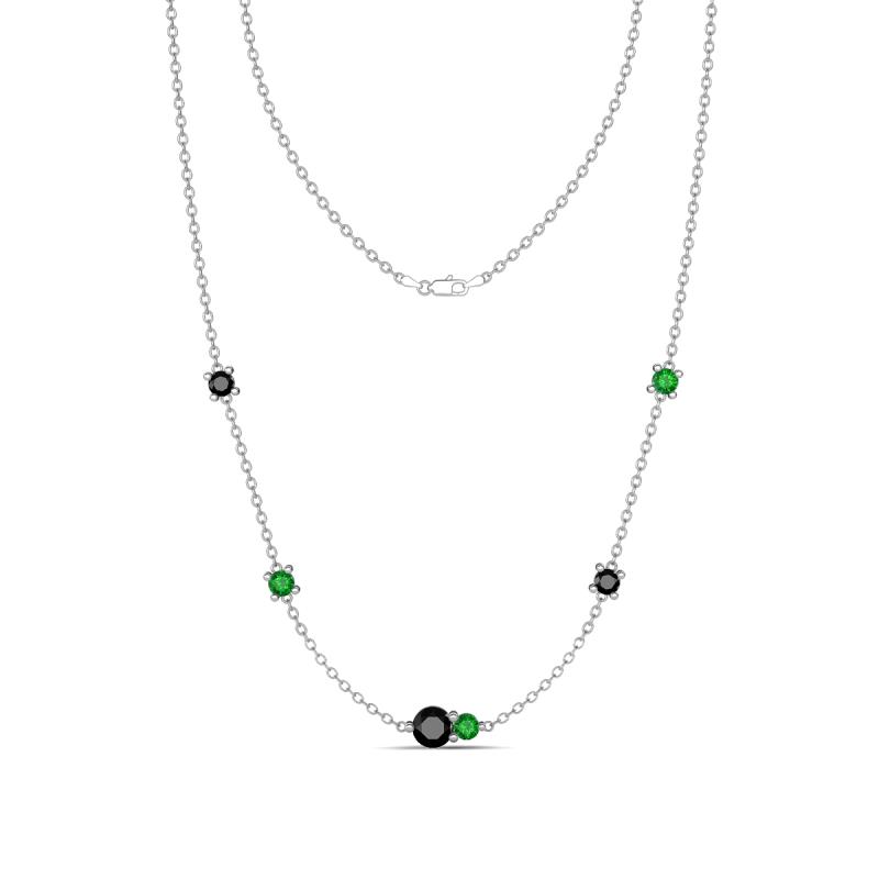 Linea 0.60 ctw Black Diamond (4 mm) and Green Garnet Women Station Necklace 
