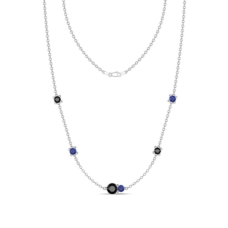 Linea 0.51 ctw Black Diamond (4 mm) and Iolite Women Station Necklace 