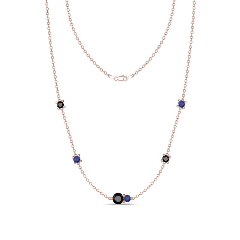 Linea 0.51 ctw Black Diamond (4 mm) and Iolite Women Station Necklace 