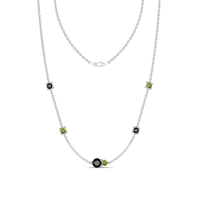 Linea 0.60 ctw Black Diamond (4 mm) and Peridot Women Station Necklace 