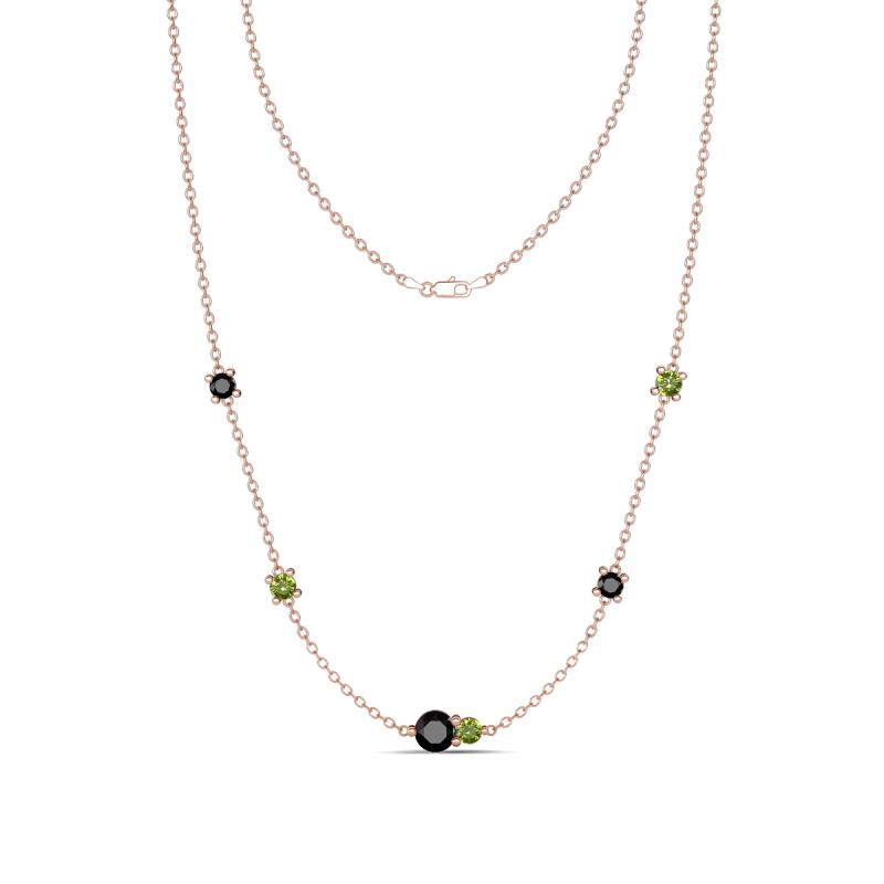 Linea 0.60 ctw Black Diamond (4 mm) and Peridot Women Station Necklace 