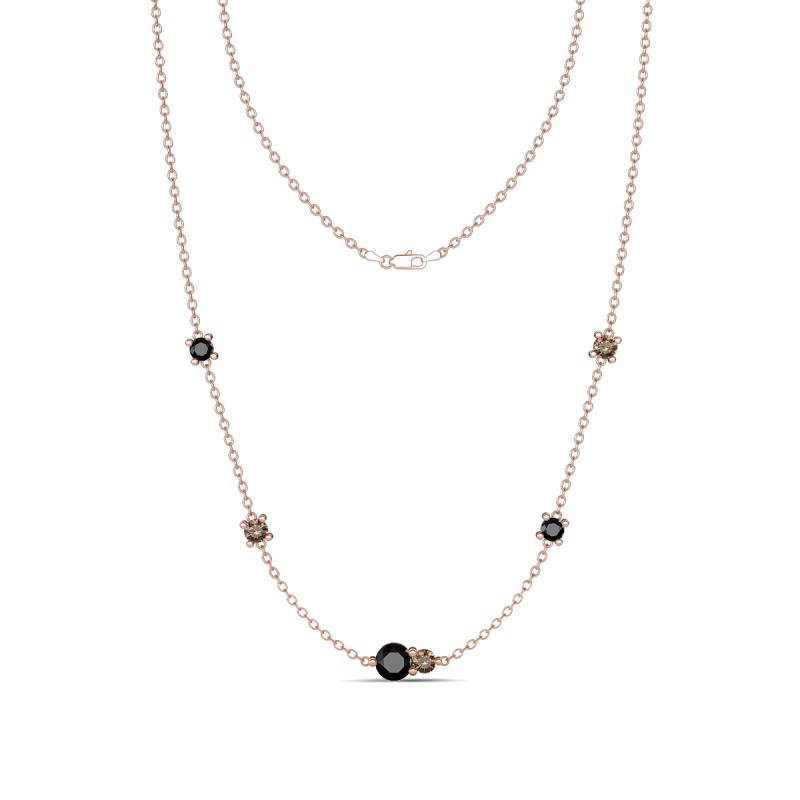 Linea 0.58 ctw Black Diamond (4 mm) and Smoky Quartz Women Station Necklace 