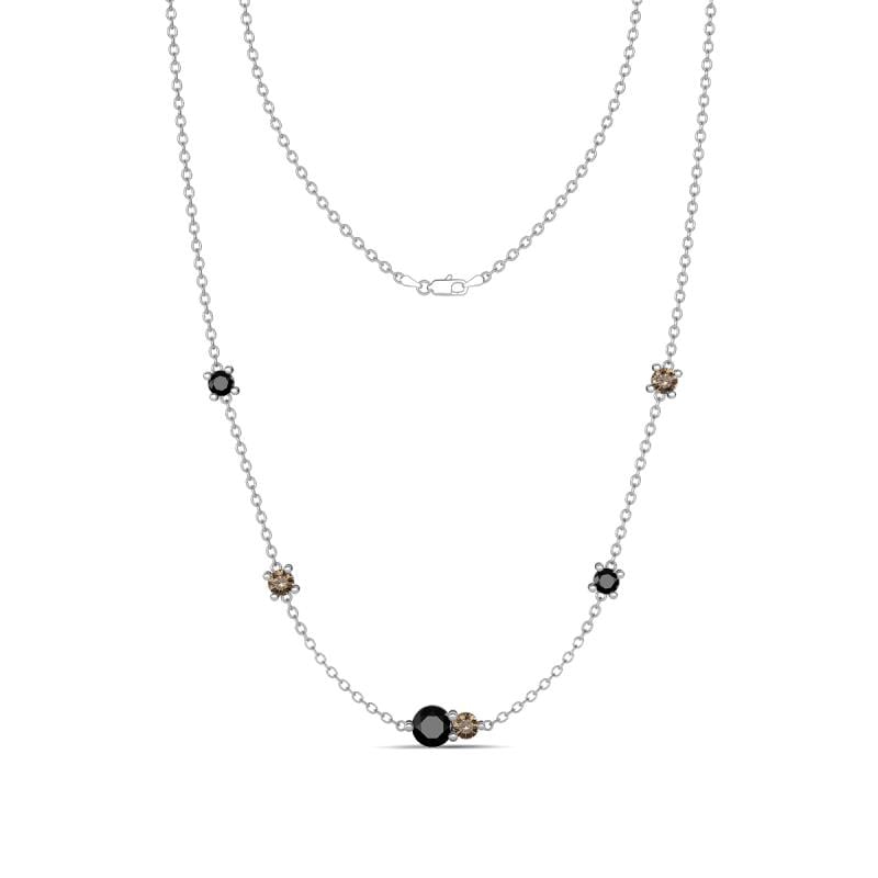 Linea 0.58 ctw Black Diamond (4 mm) and Smoky Quartz Women Station Necklace 