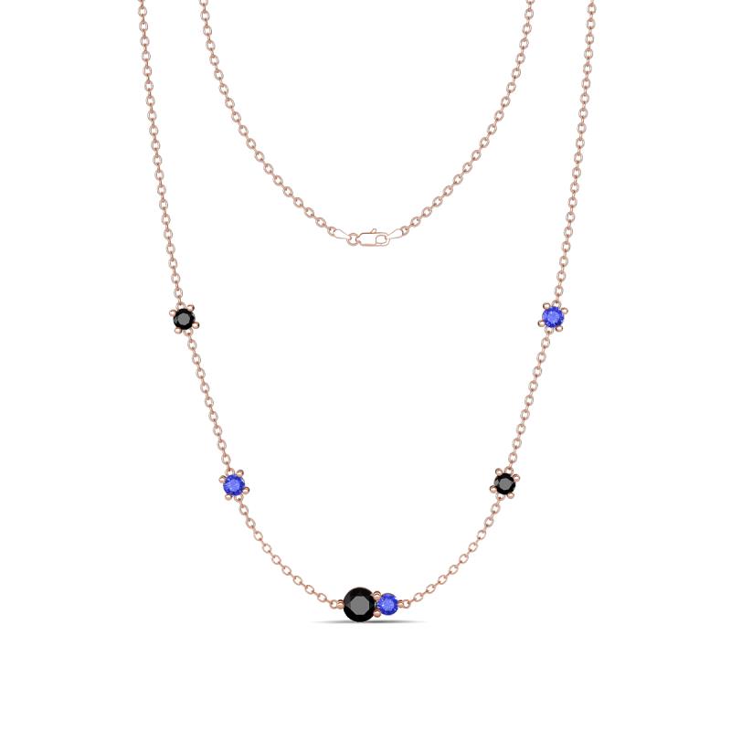 Linea 0.58 ctw Black Diamond (4 mm) and Tanzanite Women Station Necklace 