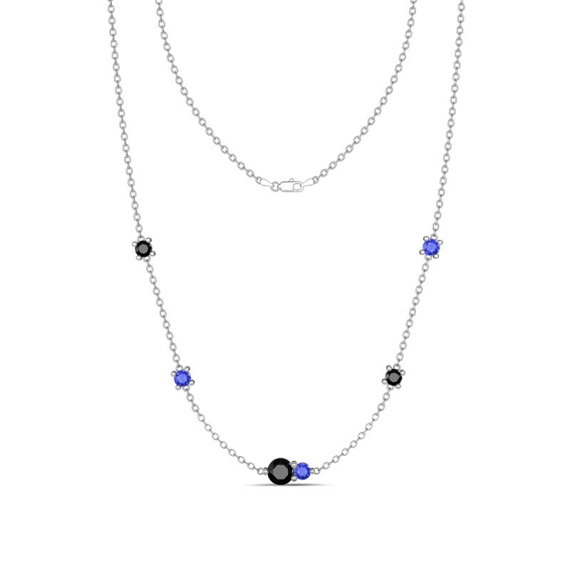 Linea 0.58 ctw Black Diamond (4 mm) and Tanzanite Women Station Necklace 