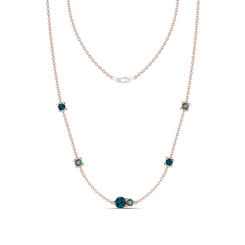 Linea 0.57 ctw Blue Diamond (4 mm) and Created Alexandrite Women Station Necklace 