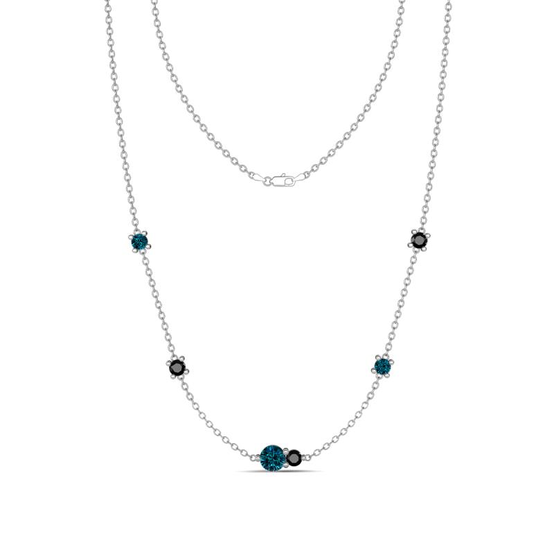Linea 0.55 ctw Blue Diamond (4 mm) and Black Diamond Women Station Necklace 