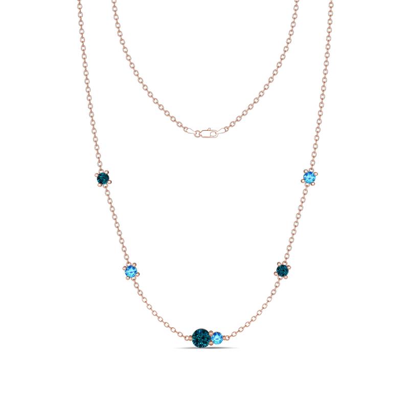 Linea 0.52 ctw Blue Diamond (4 mm) and Blue Topaz Women Station Necklace 