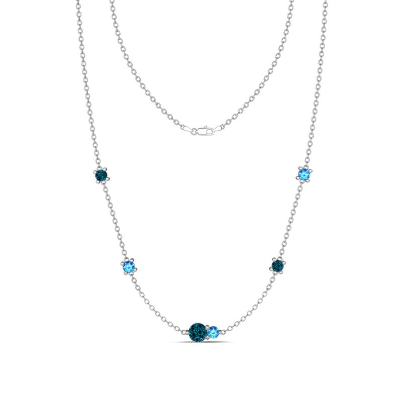 Linea 0.52 ctw Blue Diamond (4 mm) and Blue Topaz Women Station Necklace 
