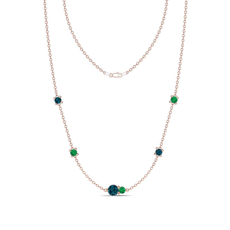 Linea 0.49 ctw Blue Diamond (4 mm) and Emerald Women Station Necklace 