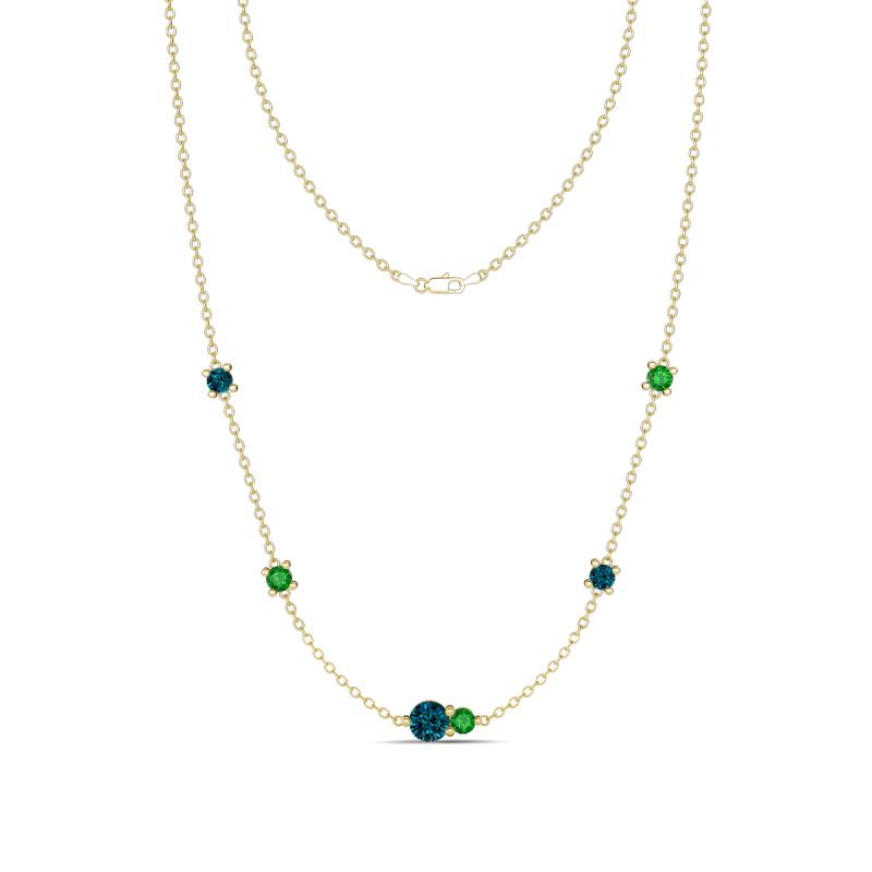 Linea 0.57 ctw Blue Diamond (4 mm) and Green Garnet Women Station Necklace 