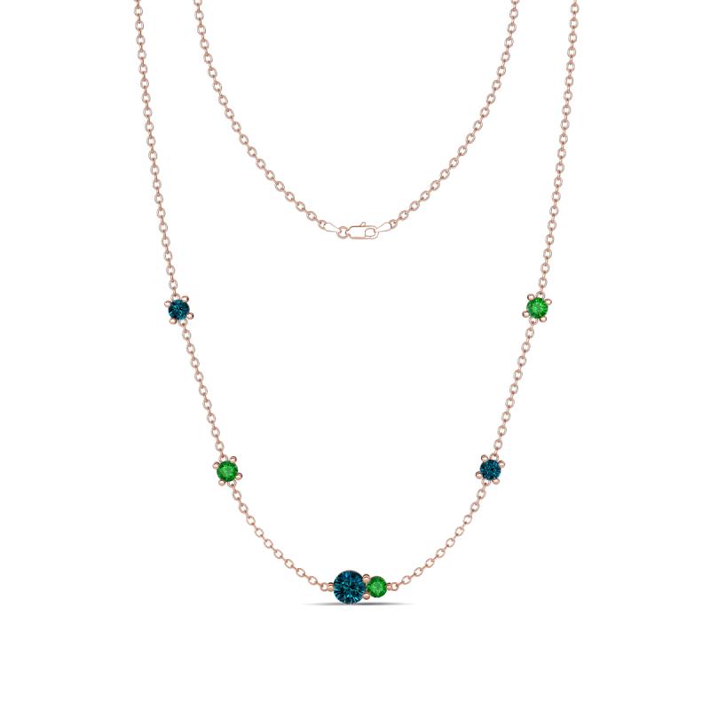 Linea 0.57 ctw Blue Diamond (4 mm) and Green Garnet Women Station Necklace 