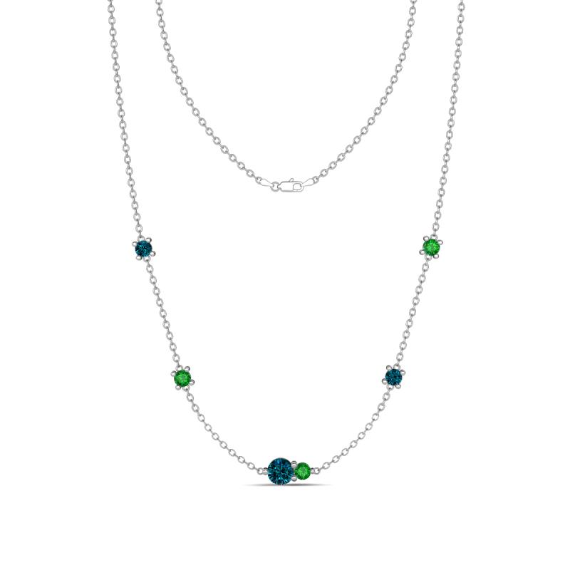 Linea 0.57 ctw Blue Diamond (4 mm) and Green Garnet Women Station Necklace 