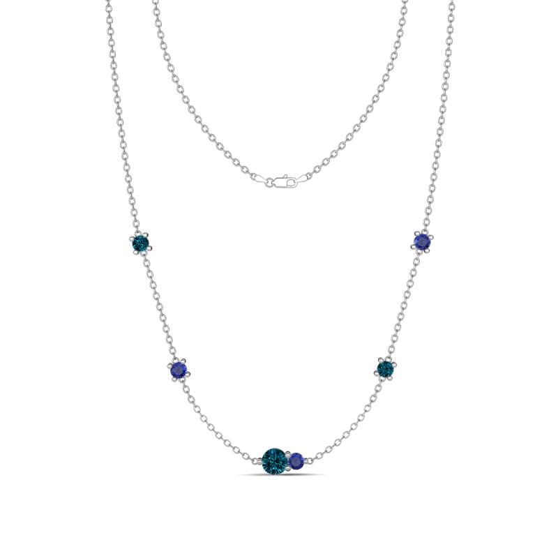 Linea 0.49 ctw Blue Diamond (4 mm) and Iolite Women Station Necklace 