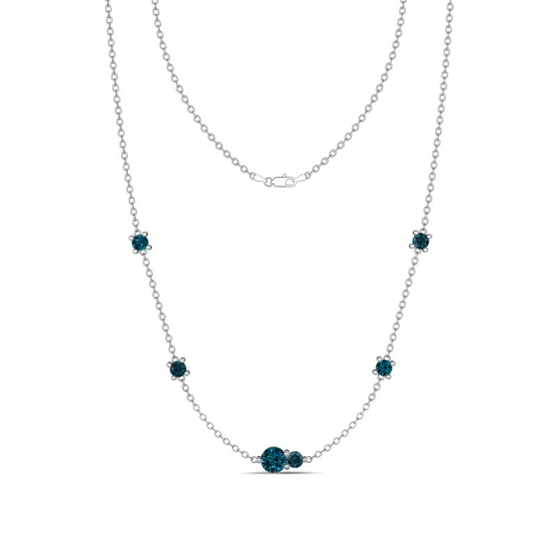 Linea 0.55 ctw Blue Diamond (4 mm) and London Blue Topaz Women Station Necklace 