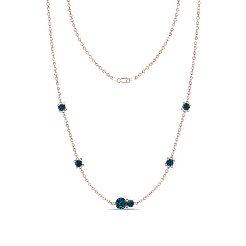 Linea 0.55 ctw Blue Diamond (4 mm) and London Blue Topaz Women Station Necklace 