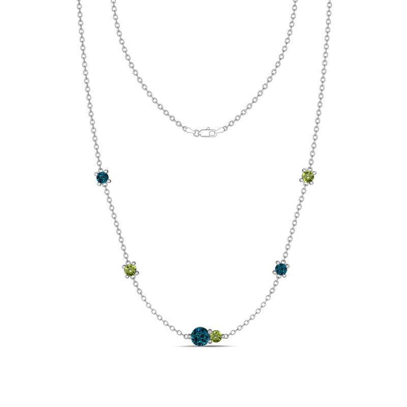 Linea 0.57 ctw Blue Diamond (4 mm) and Peridot Women Station Necklace 