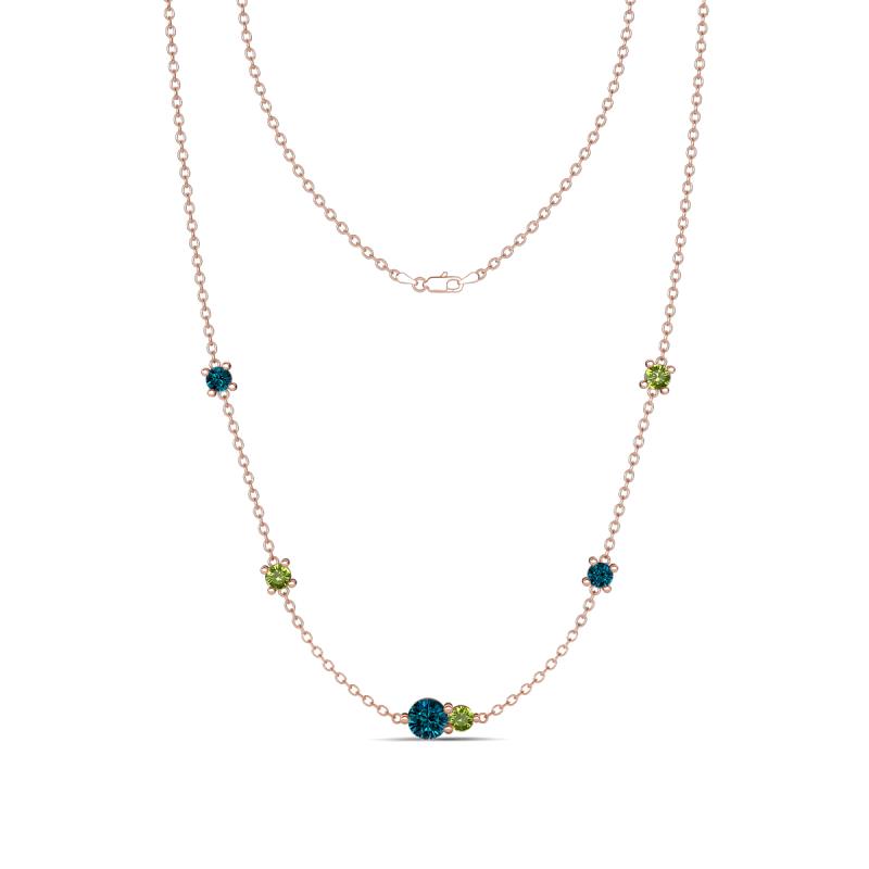 Linea 0.57 ctw Blue Diamond (4 mm) and Peridot Women Station Necklace 