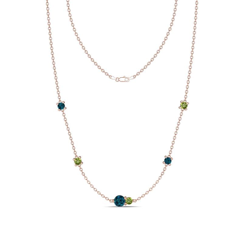 Linea 0.57 ctw Blue Diamond (4 mm) and Peridot Women Station Necklace 