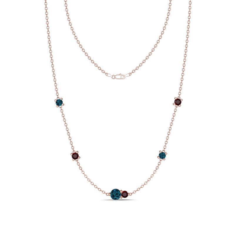 Linea 0.57 ctw Blue Diamond (4 mm) and Red Garnet Women Station Necklace 