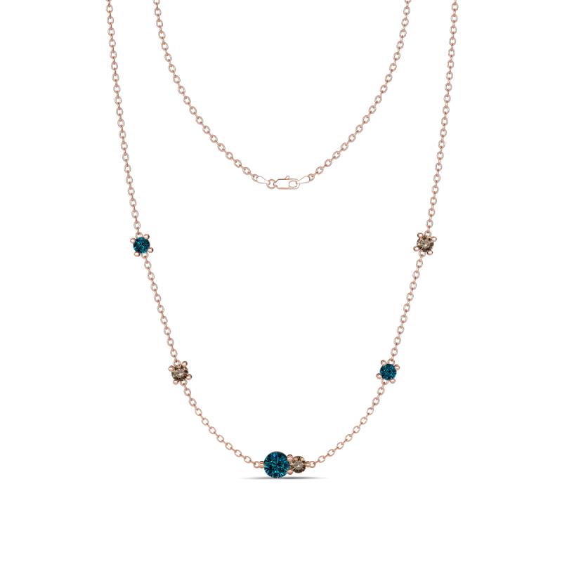 Linea 0.55 ctw Blue Diamond (4 mm) and Smoky Quartz Women Station Necklace 