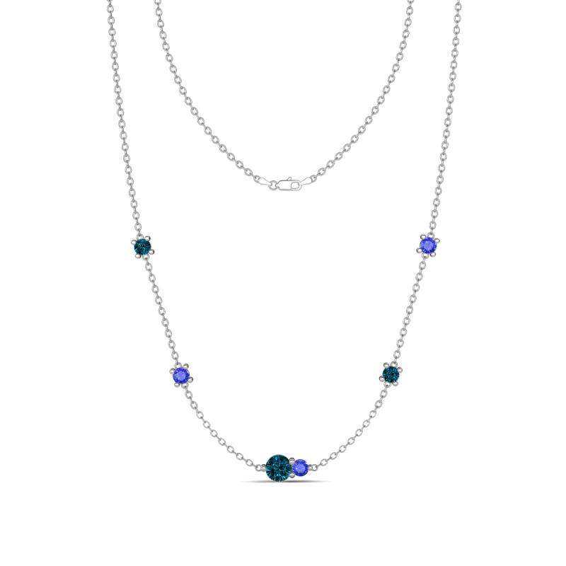 Linea 0.55 ctw Blue Diamond (4 mm) and Tanzanite Women Station Necklace 