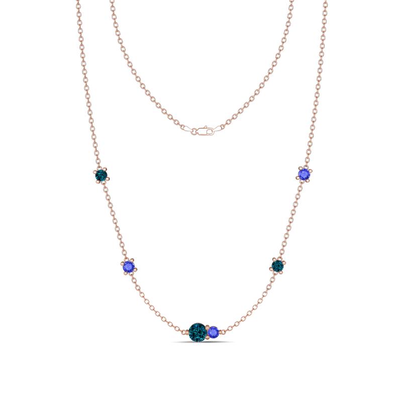 Linea 0.55 ctw Blue Diamond (4 mm) and Tanzanite Women Station Necklace 