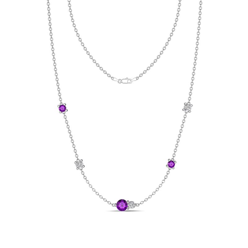 Linea 0.46 ctw Amethyst (4 mm) and Lab Grown Diamond Women Station Necklace 