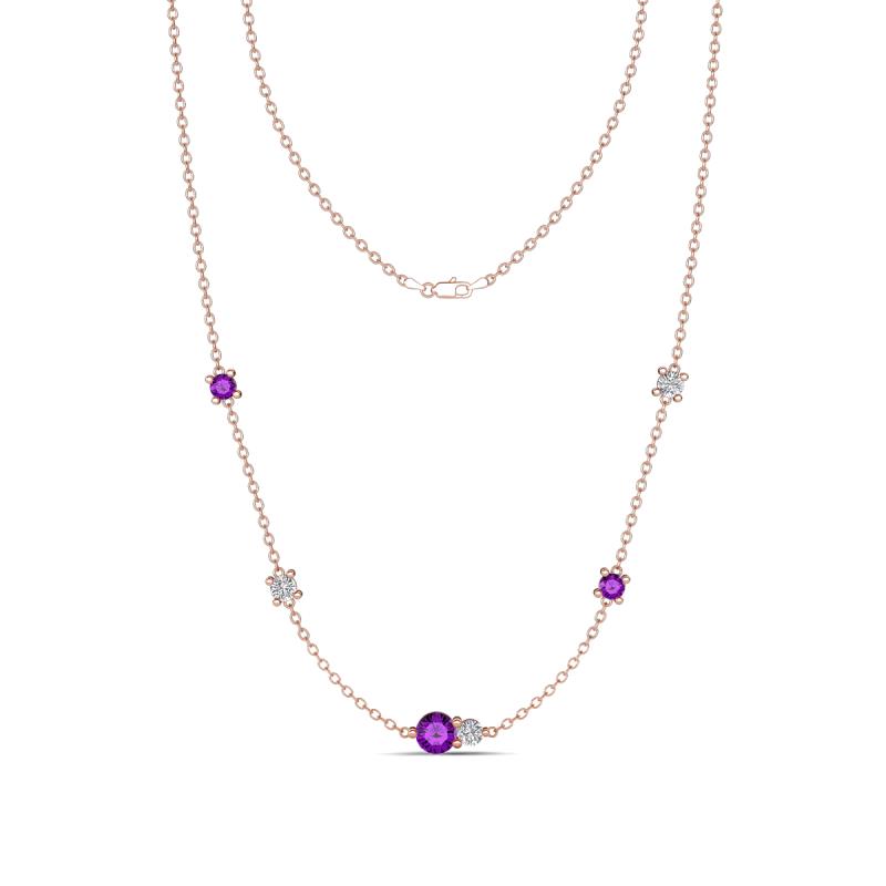 Linea 0.46 ctw Amethyst (4 mm) and Lab Grown Diamond Women Station Necklace 