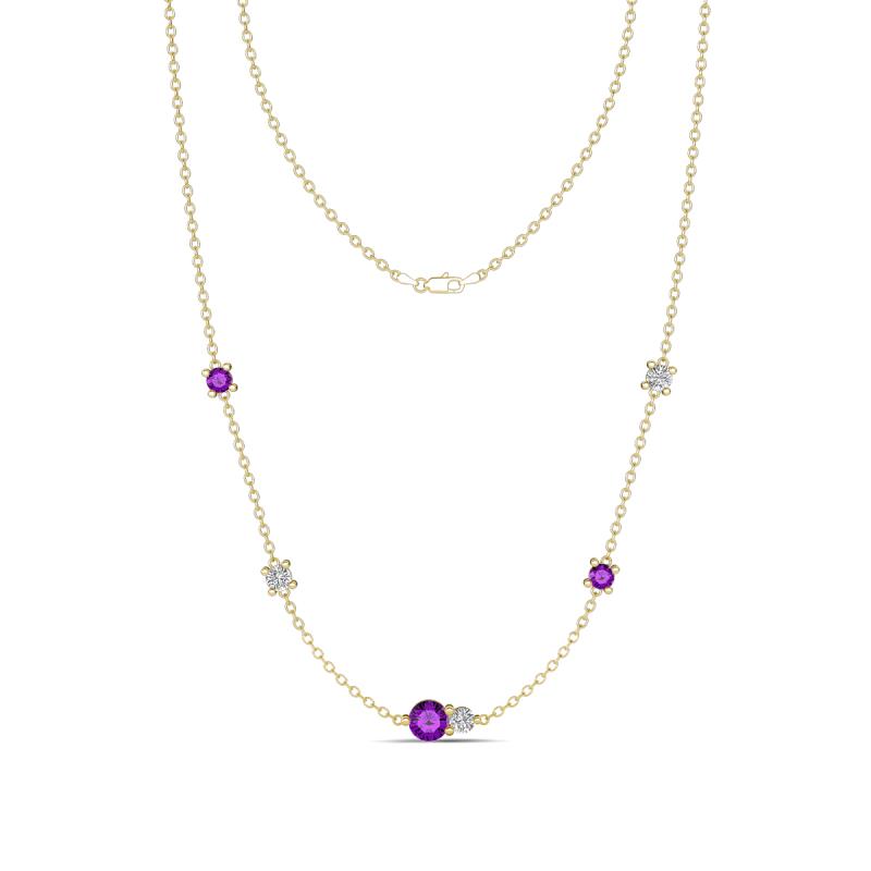 Linea 0.46 ctw Amethyst (4 mm) and Lab Grown Diamond Women Station Necklace 