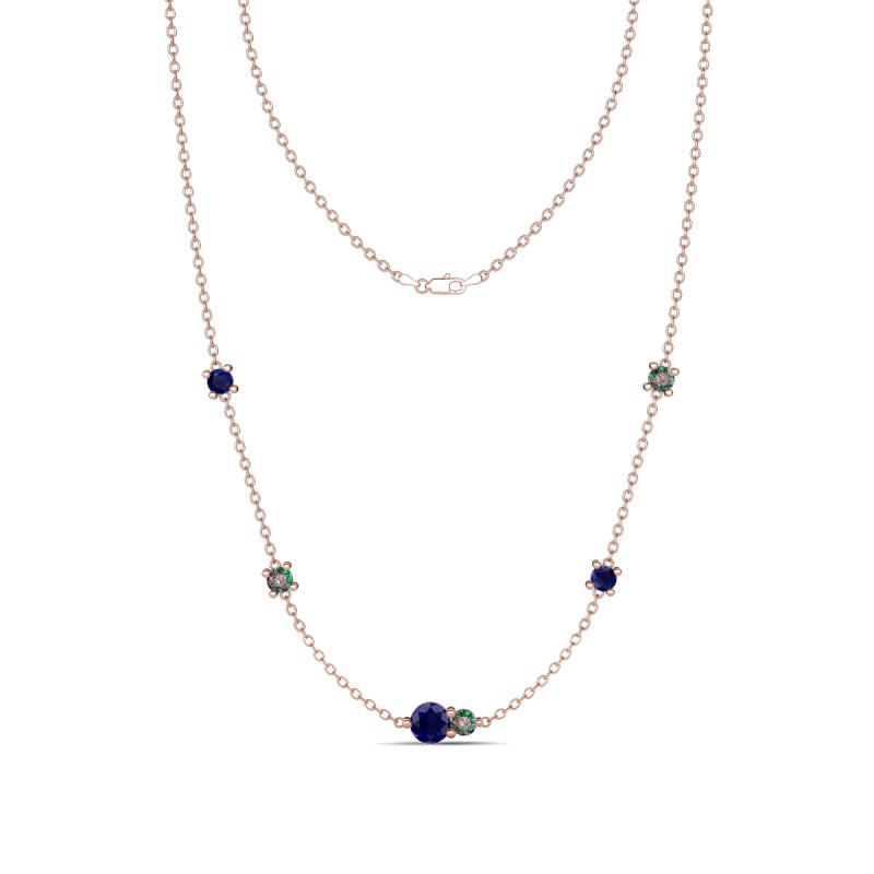 Linea 0.63 ctw Blue Sapphire (4 mm) and Created Alexandrite Women Station Necklace 