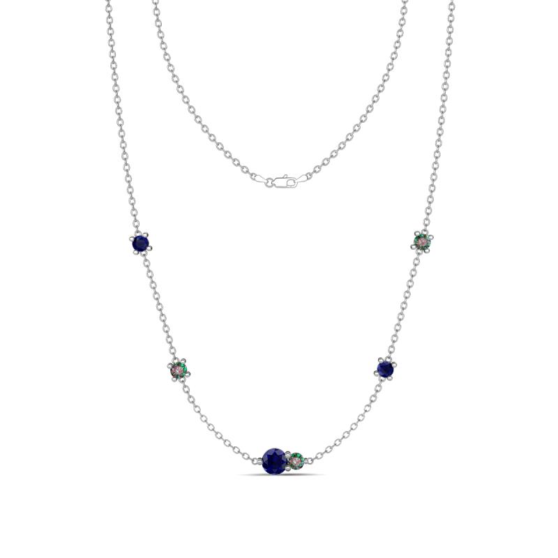 Linea 0.63 ctw Blue Sapphire (4 mm) and Created Alexandrite Women Station Necklace 