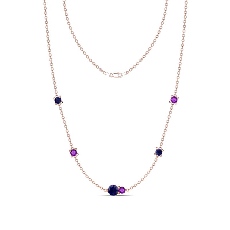 Linea 0.55 ctw Blue Sapphire (4 mm) and Amethyst Women Station Necklace 