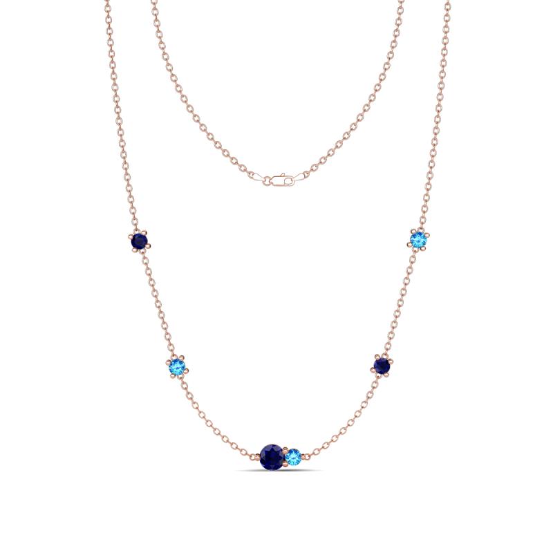 Linea 0.58 ctw Blue Sapphire (4 mm) and Blue Topaz Women Station Necklace 