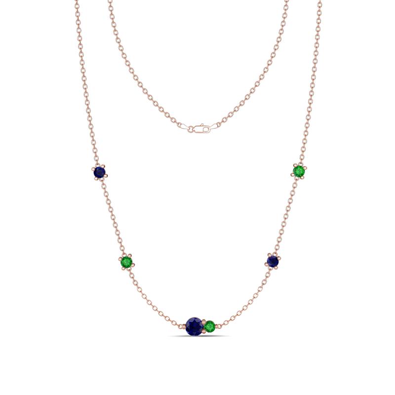 Linea 0.63 ctw Blue Sapphire (4 mm) and Green Garnet Women Station Necklace 