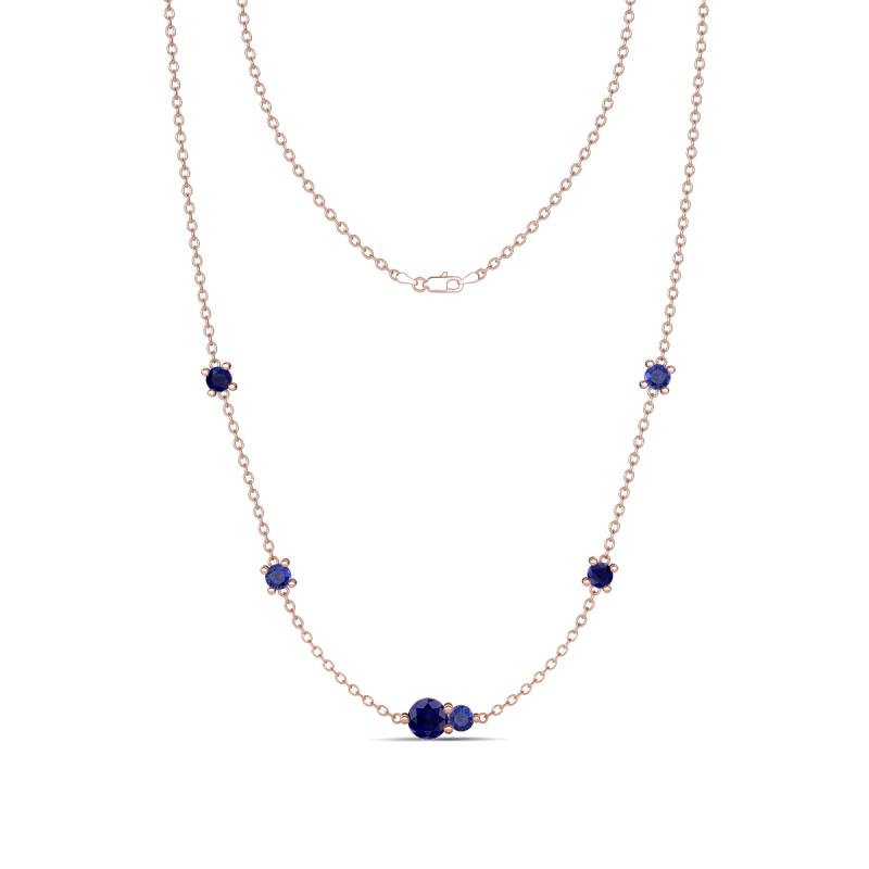 Linea 0.55 ctw Blue Sapphire (4 mm) and Iolite Women Station Necklace 