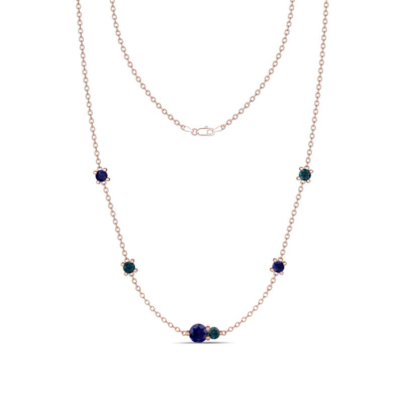 Linea 0.61 ctw Blue Sapphire (4 mm) and London Blue Topaz Women Station Necklace 