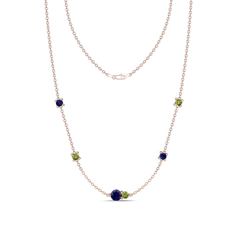 Linea 0.63 ctw Blue Sapphire (4 mm) and Peridot Women Station Necklace 