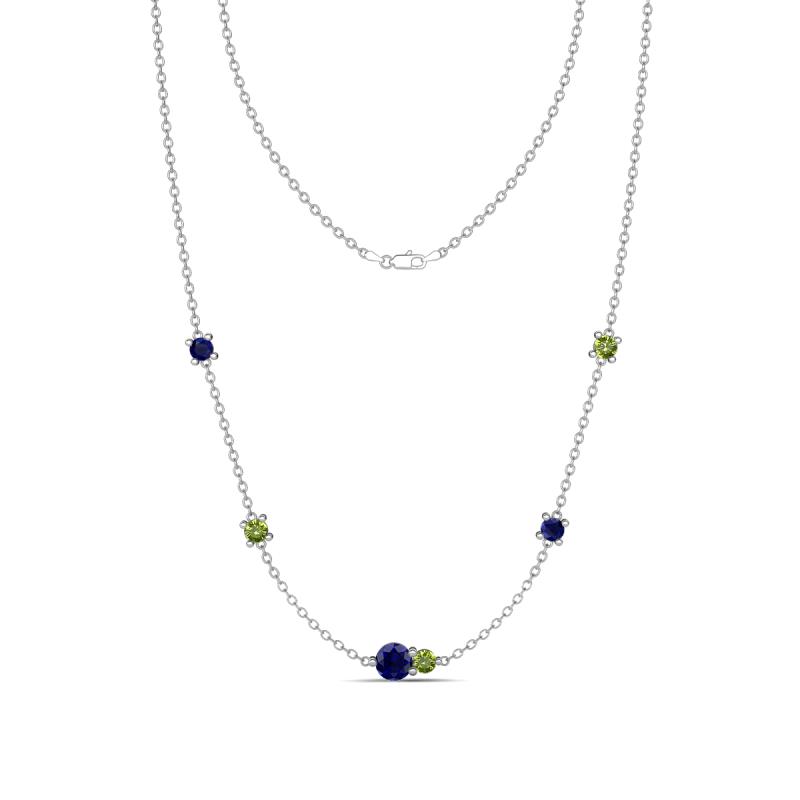 Linea 0.63 ctw Blue Sapphire (4 mm) and Peridot Women Station Necklace 