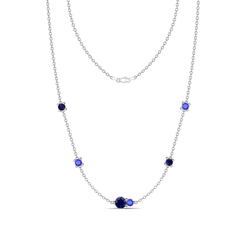 Linea 0.61 ctw Blue Sapphire (4 mm) and Tanzanite Women Station Necklace 