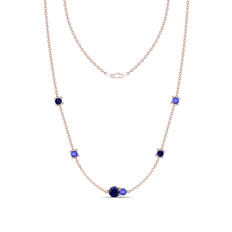 Linea 0.61 ctw Blue Sapphire (4 mm) and Tanzanite Women Station Necklace 