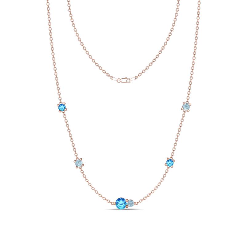 Linea 0.44 ctw Blue Topaz (4 mm) and Aquamarine Women Station Necklace 