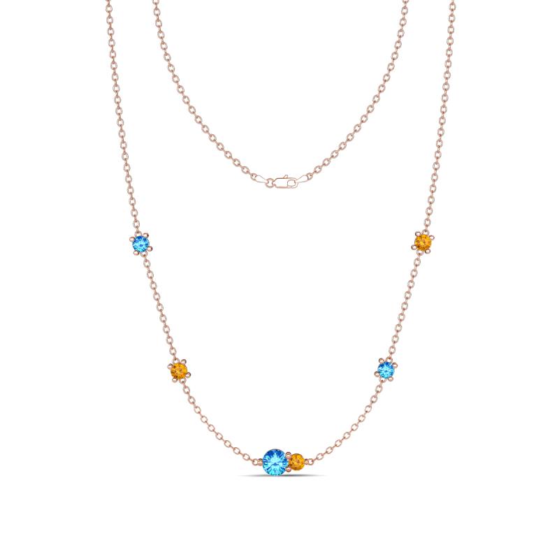 Linea 0.44 ctw Blue Topaz (4 mm) and Citrine Women Station Necklace 